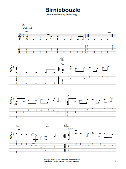 James Hogg Birniebouzle sheet music notes and chords arranged for Solo Guitar