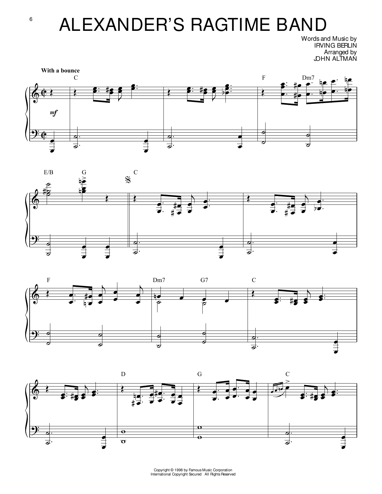 James Horner Alexander's Ragtime Band (from Titanic) sheet music notes and chords arranged for Piano Solo