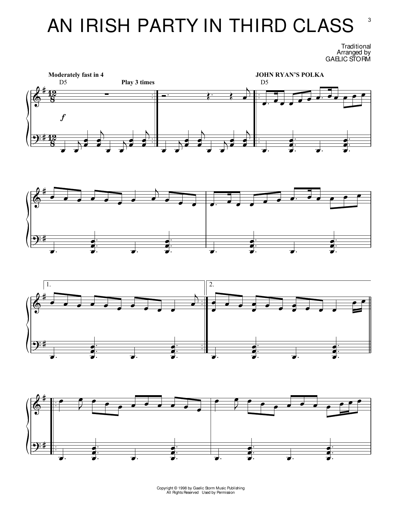 James Horner An Irish Party In Third Class (from Titanic) sheet music notes and chords arranged for Piano Solo