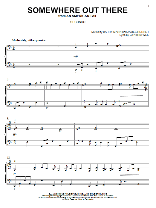James Horner Somewhere Out There (from An American Tail) sheet music notes and chords arranged for Alto Sax Solo
