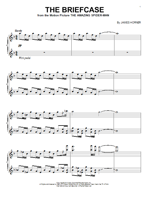 James Horner The Briefcase sheet music notes and chords arranged for Piano Solo