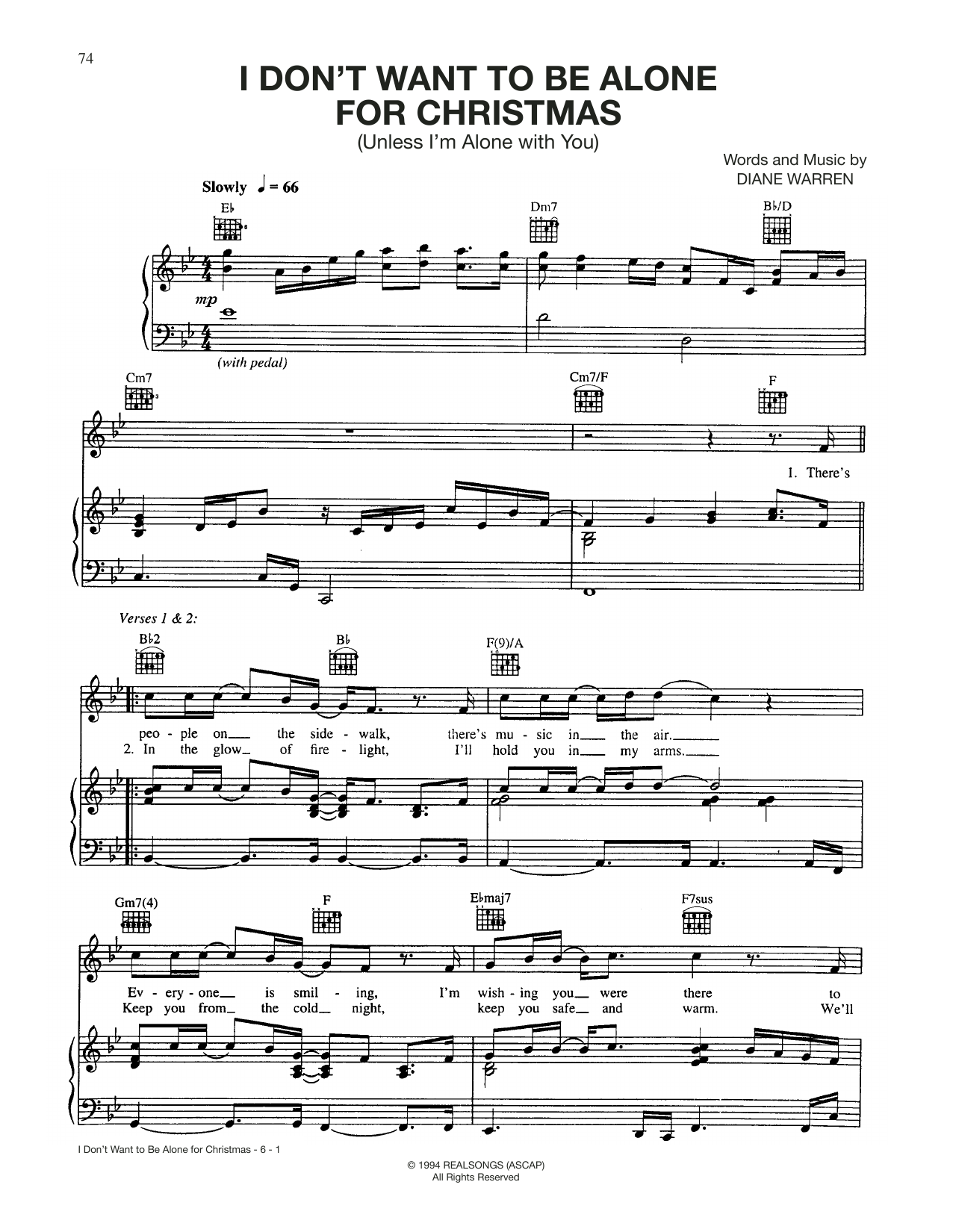 James Ingram I Don't Want To Be Alone For Christmas (Unless I'm Alone With You) sheet music notes and chords arranged for Piano, Vocal & Guitar Chords (Right-Hand Melody)