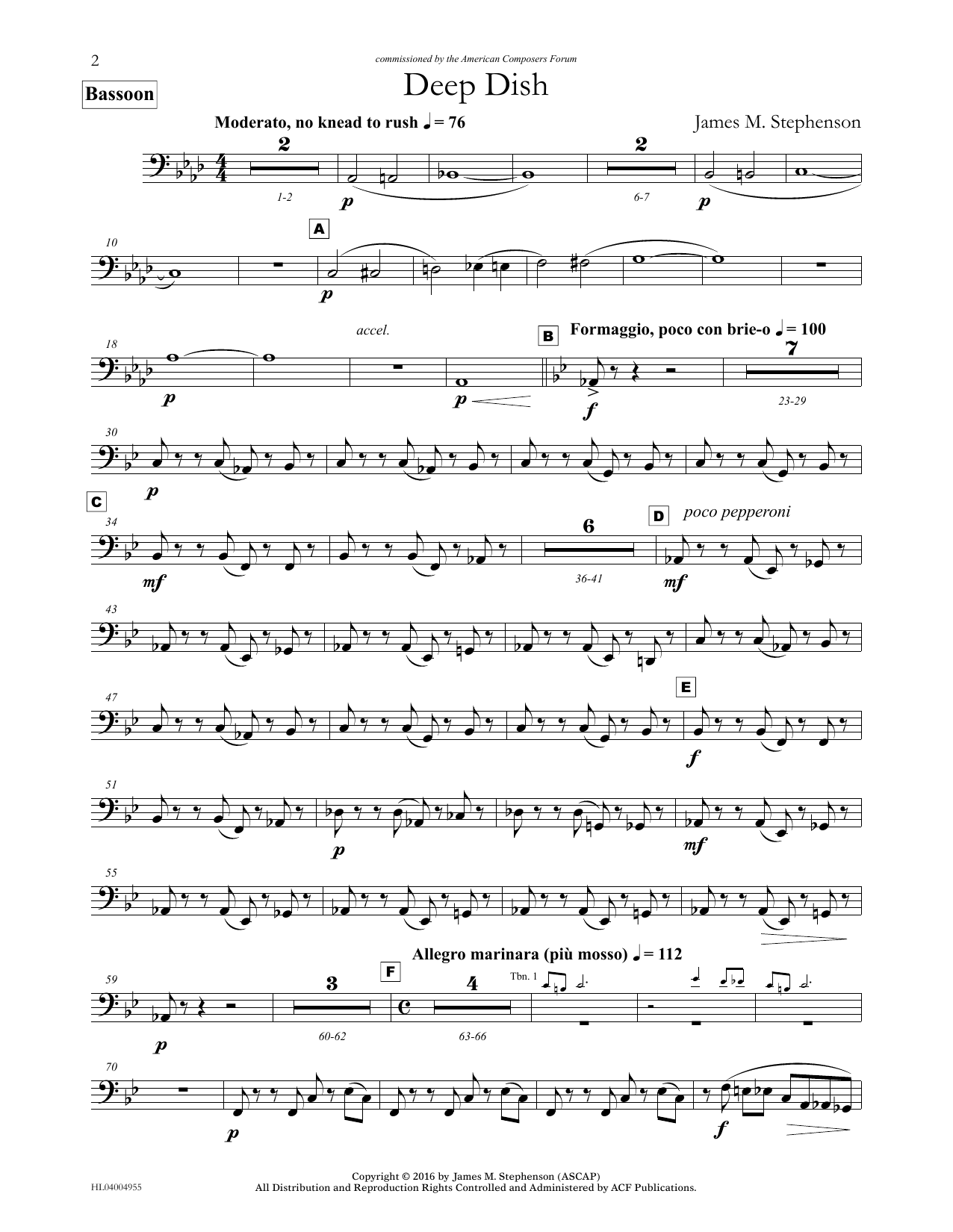James (Jim) M. Stephenson Deep Dish - Bassoon sheet music notes and chords arranged for Concert Band