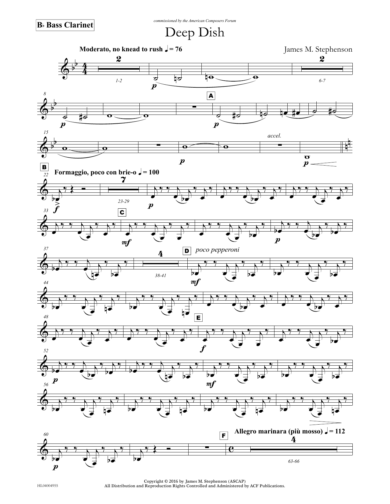 James (Jim) M. Stephenson Deep Dish - Bb Bass Clarinet sheet music notes and chords arranged for Concert Band