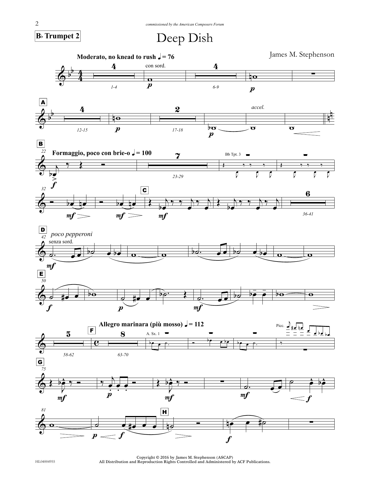 James (Jim) M. Stephenson Deep Dish - Bb Trumpet 2 sheet music notes and chords arranged for Concert Band