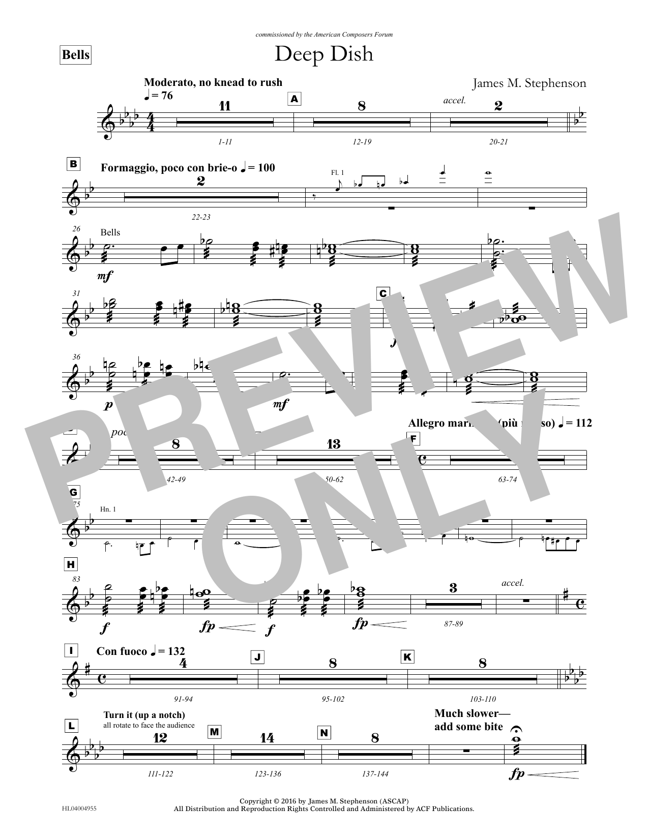 James (Jim) M. Stephenson Deep Dish - Bells sheet music notes and chords arranged for Concert Band