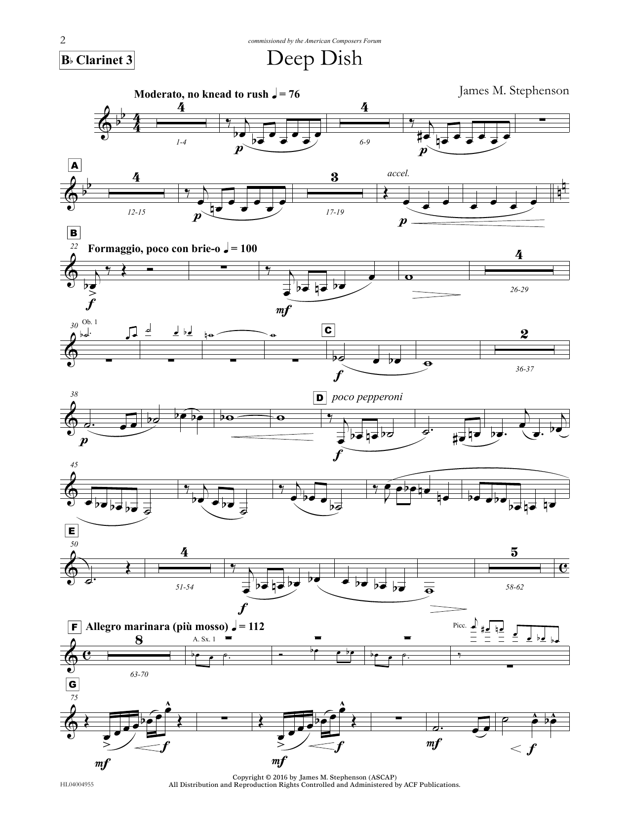 James (Jim) M. Stephenson Deep Dish - Clarinet 3 sheet music notes and chords arranged for Concert Band