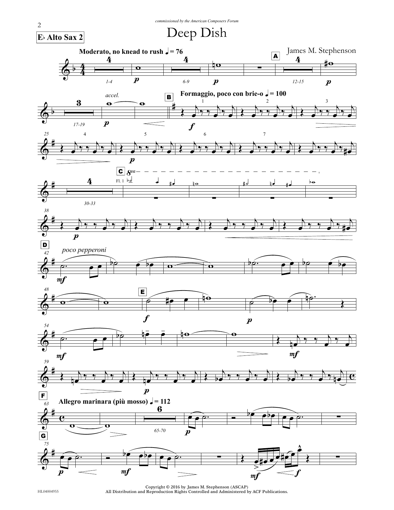 James (Jim) M. Stephenson Deep Dish - Eb Alto Sax 2 sheet music notes and chords arranged for Concert Band