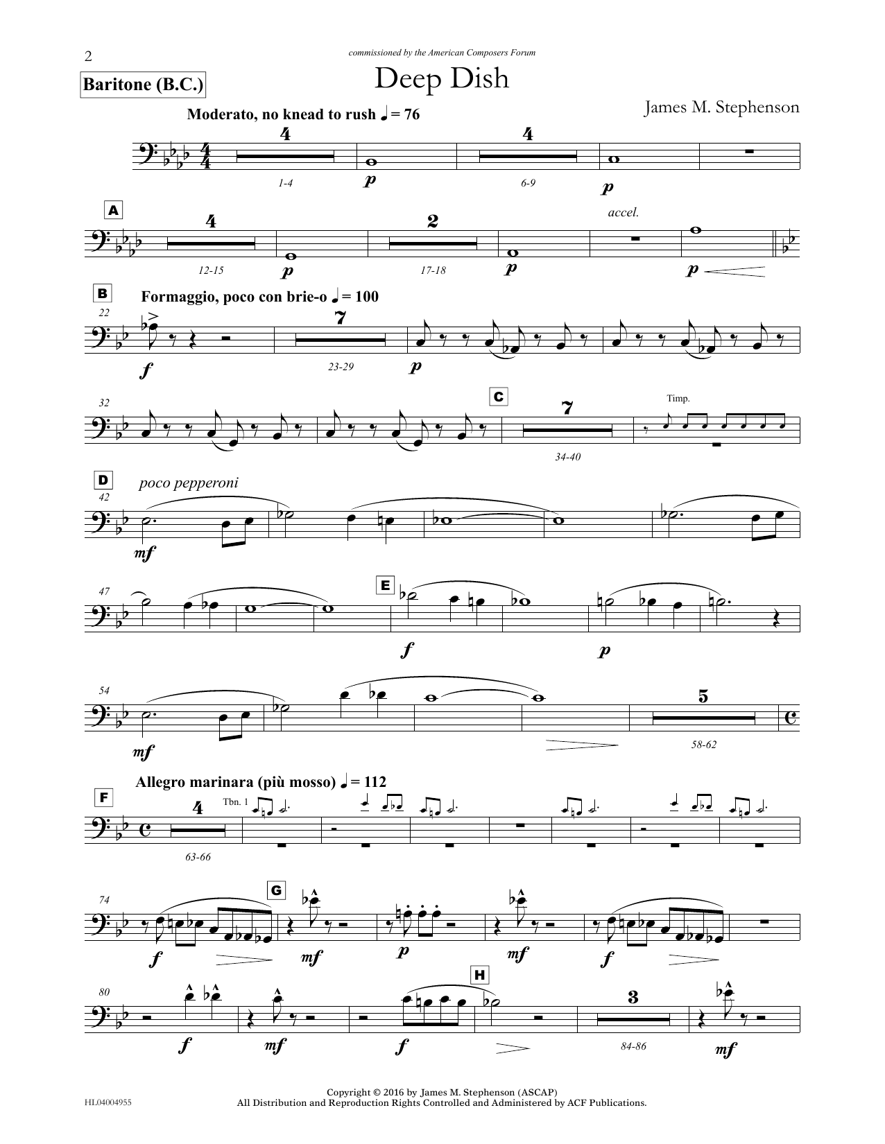 James (Jim) M. Stephenson Deep Dish - Euphonium/Baritone BC sheet music notes and chords arranged for Concert Band