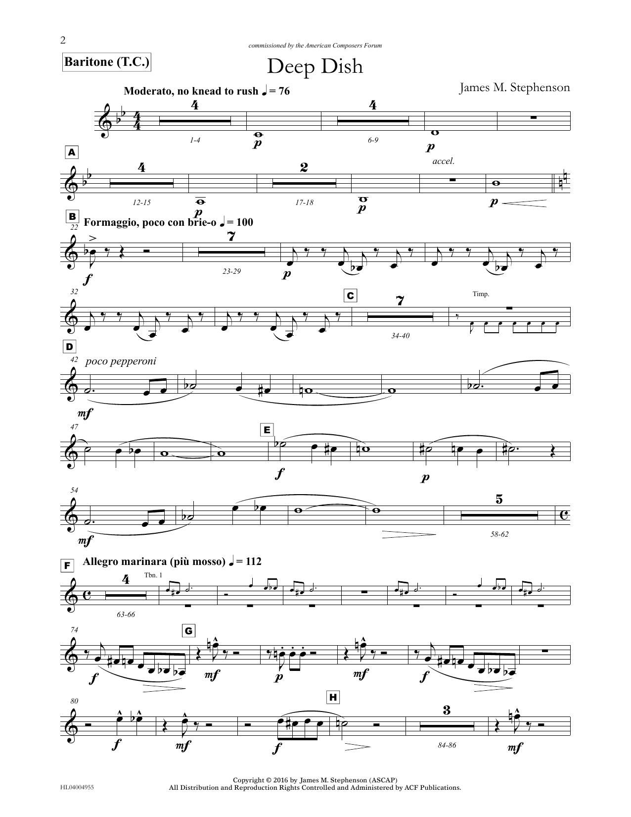 James (Jim) M. Stephenson Deep Dish - Euphonium/Baritone TC sheet music notes and chords arranged for Concert Band