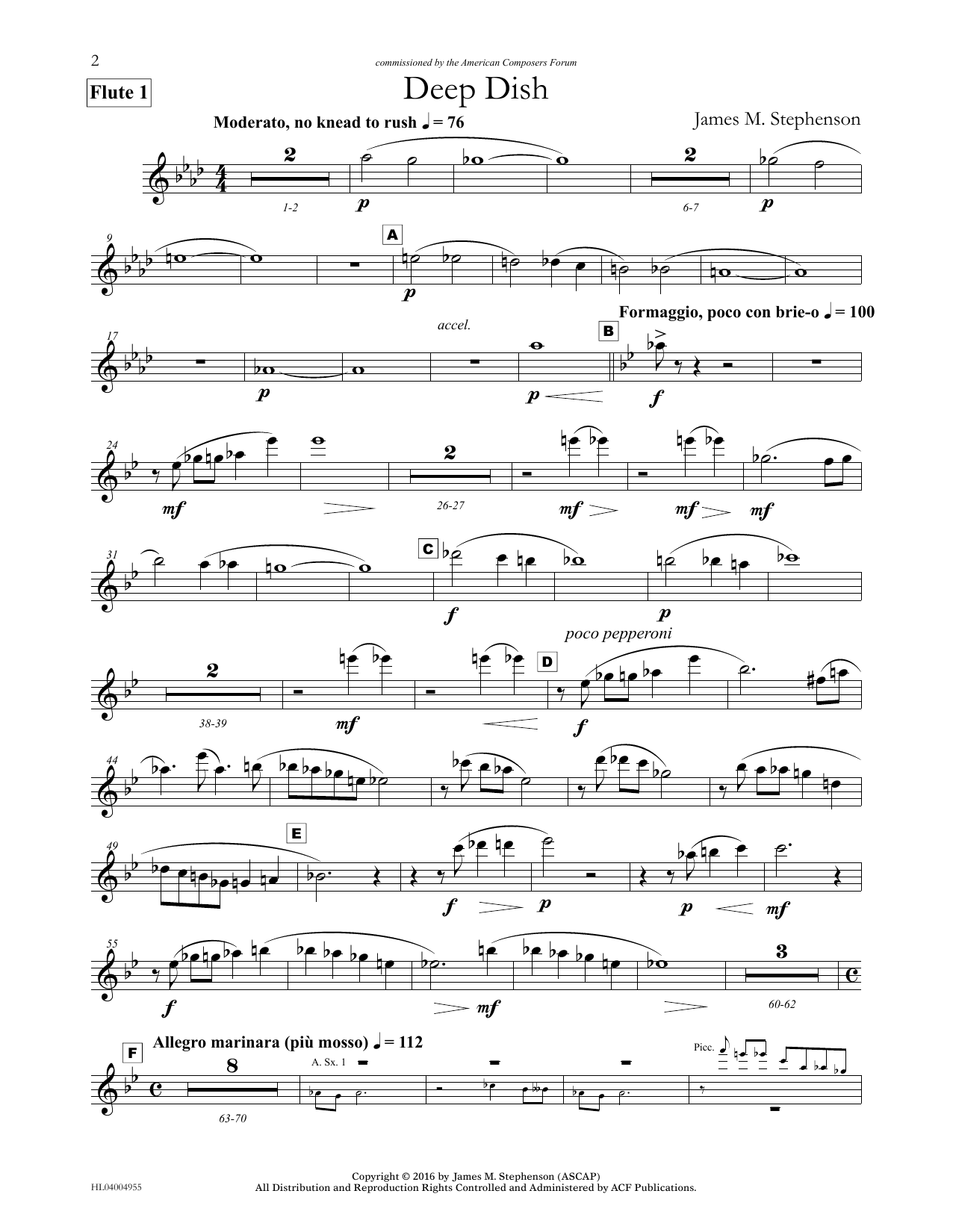 James (Jim) M. Stephenson Deep Dish - Flute 1 sheet music notes and chords arranged for Concert Band