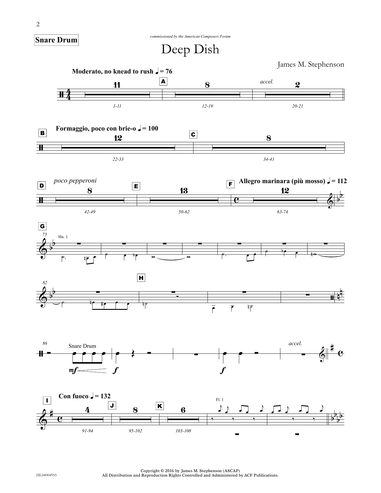 James (Jim) M. Stephenson Deep Dish - Percussion III sheet music notes and chords arranged for Concert Band