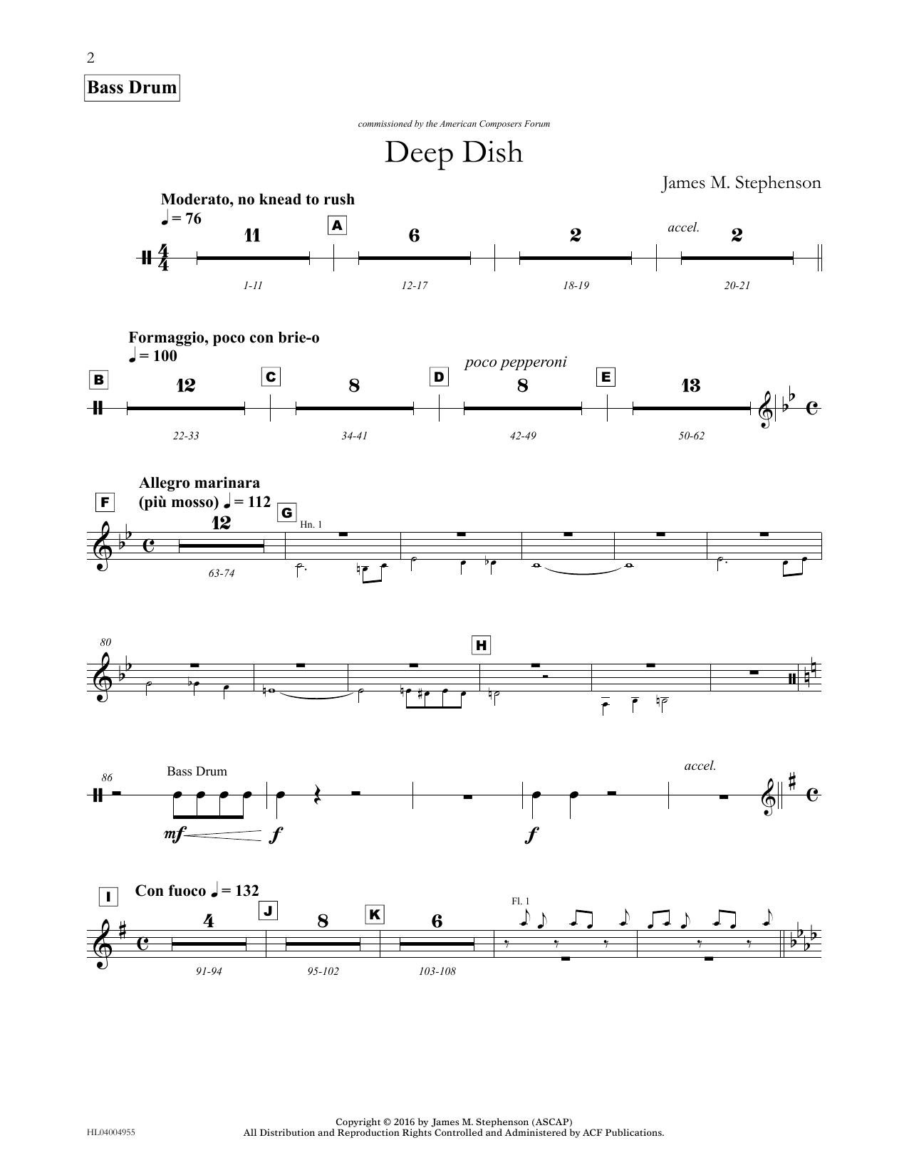 James (Jim) M. Stephenson Deep Dish - Percussion IV sheet music notes and chords arranged for Concert Band