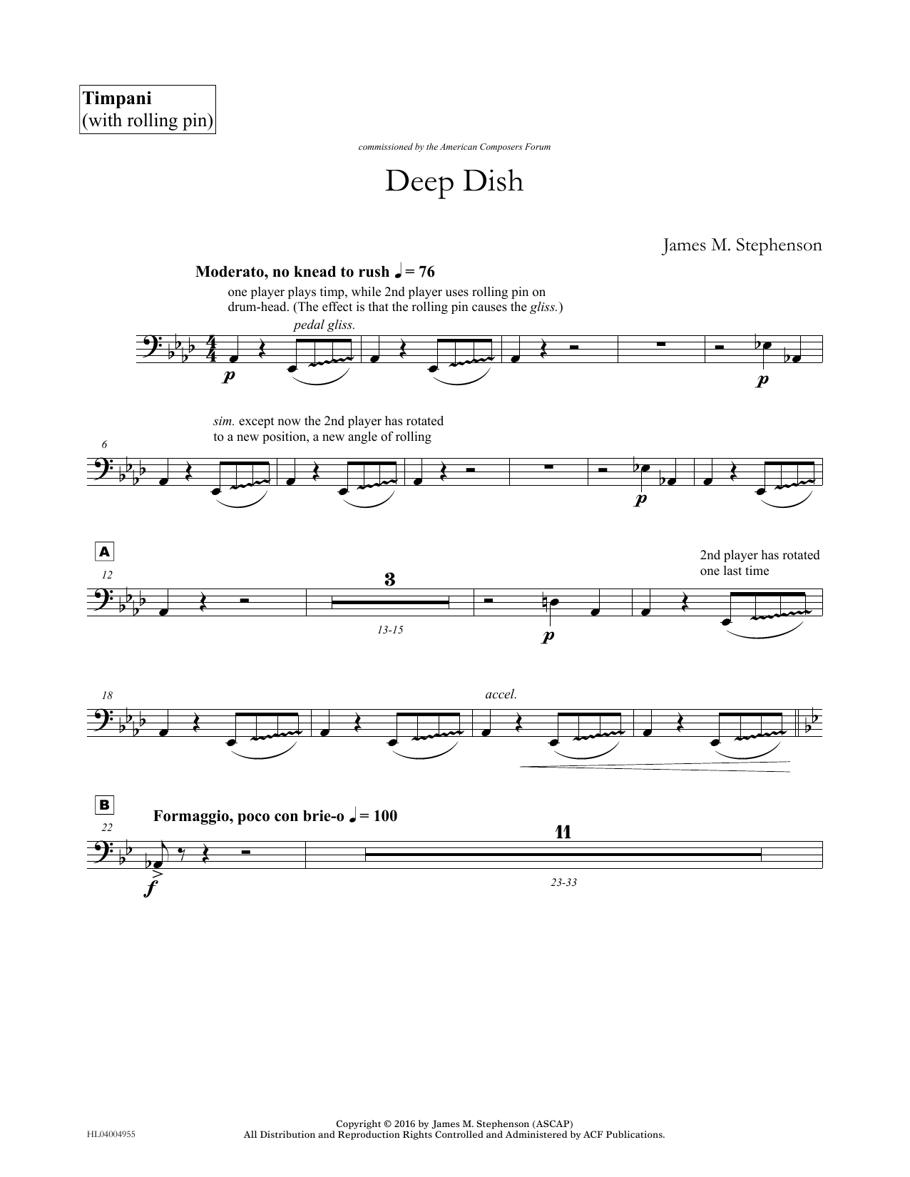 James (Jim) M. Stephenson Deep Dish - Timpani sheet music notes and chords arranged for Concert Band