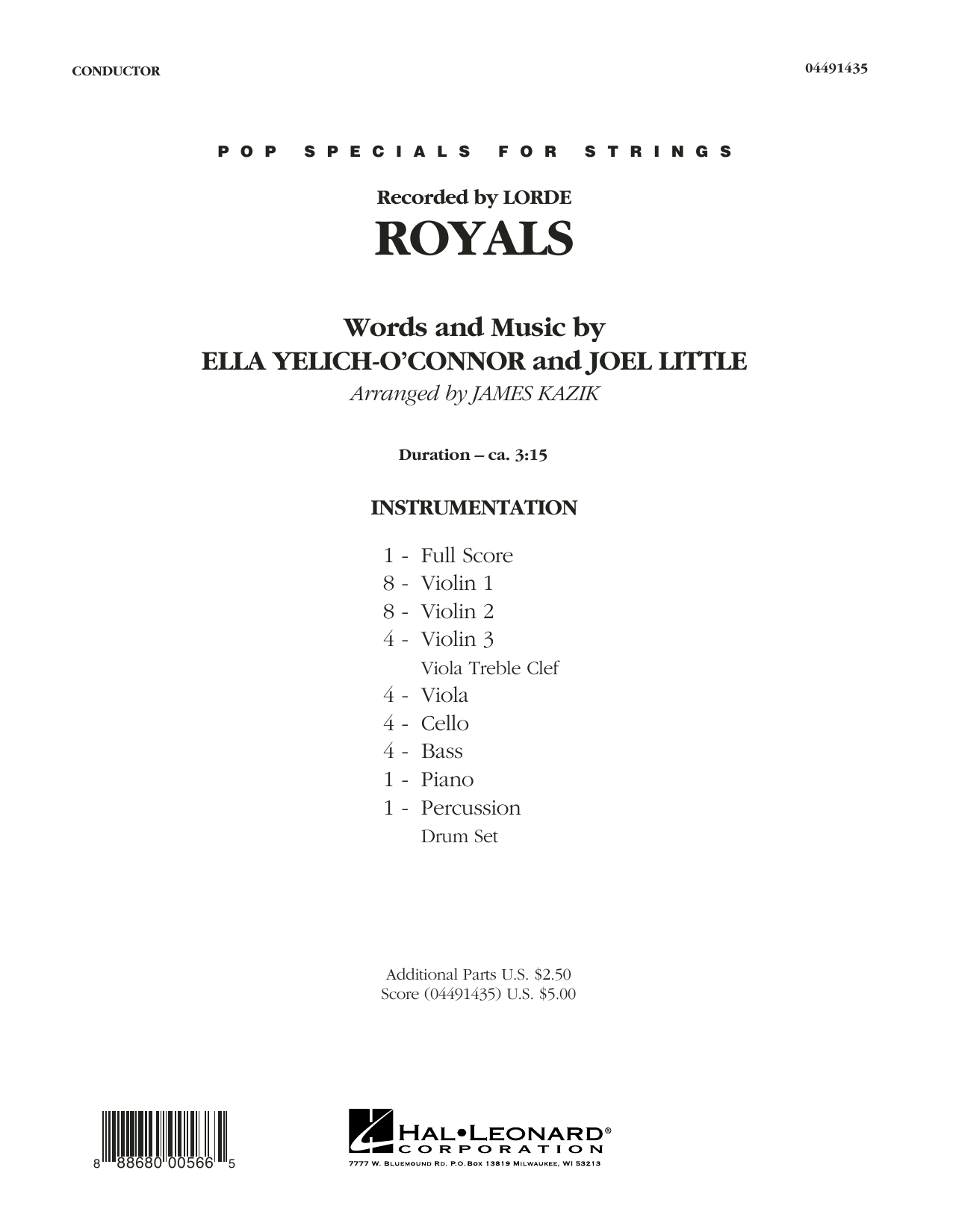 James Kazik Royals - Conductor Score (Full Score) sheet music notes and chords arranged for Orchestra