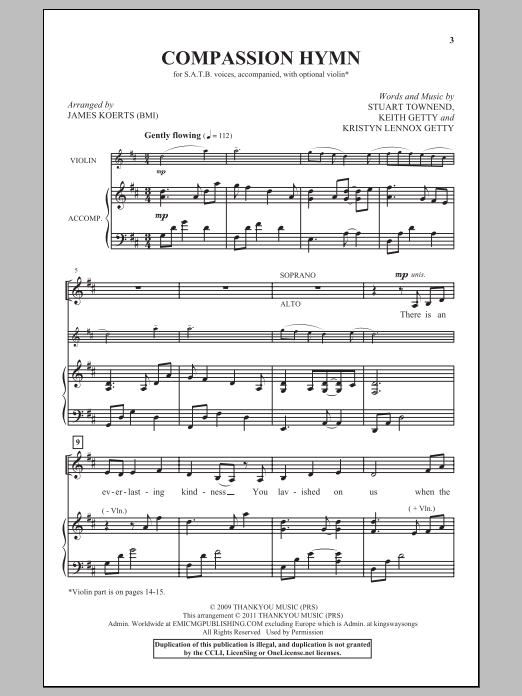 James Koerts Compassion Hymn sheet music notes and chords arranged for SATB Choir