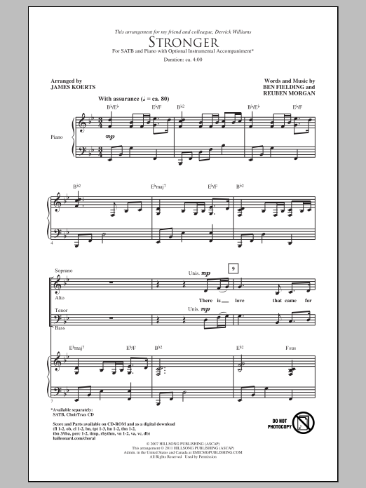James Koerts Stronger sheet music notes and chords arranged for SATB Choir