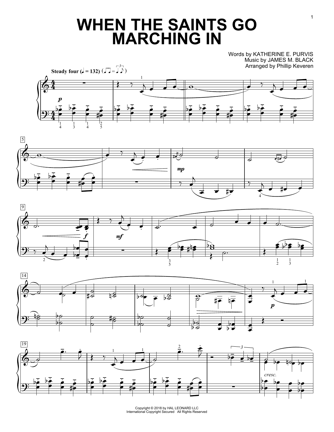 James M. Black When The Saints Go Marching In [Classical version] (arr. Phillip Keveren) sheet music notes and chords arranged for Piano Solo