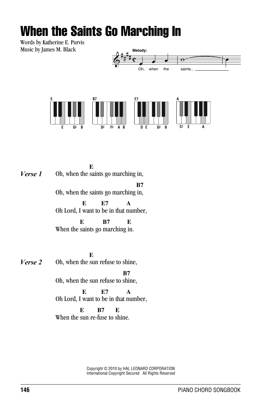 James M. Black When The Saints Go Marching In sheet music notes and chords arranged for ChordBuddy