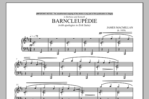 James MacMillan Barncleupedie (With Apologies To Erik Satie) sheet music notes and chords arranged for Piano Solo