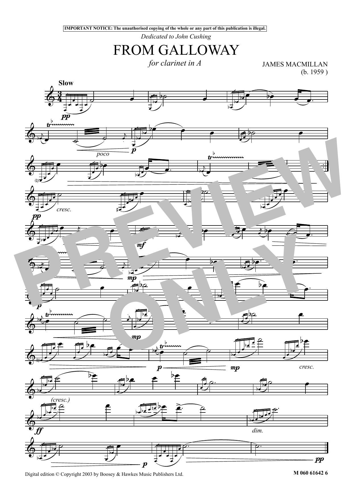 James MacMillan From Galloway sheet music notes and chords arranged for Instrumental Solo