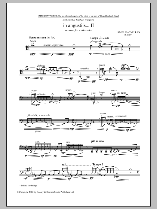 James MacMillan In Angustiis sheet music notes and chords arranged for Piano Solo