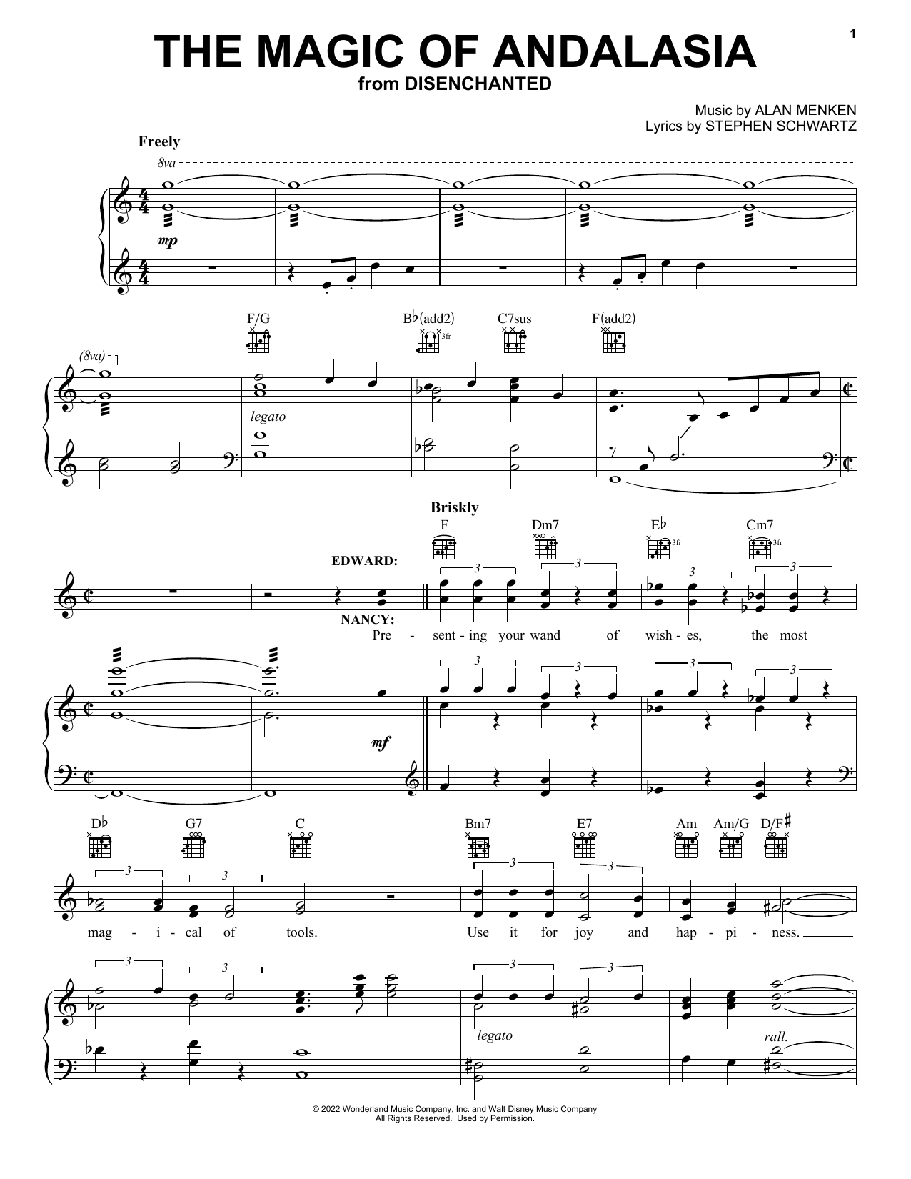 James Marsden and Idina Menzel The Magic Of Andalasia (from Disenchanted) sheet music notes and chords arranged for Piano, Vocal & Guitar Chords (Right-Hand Melody)