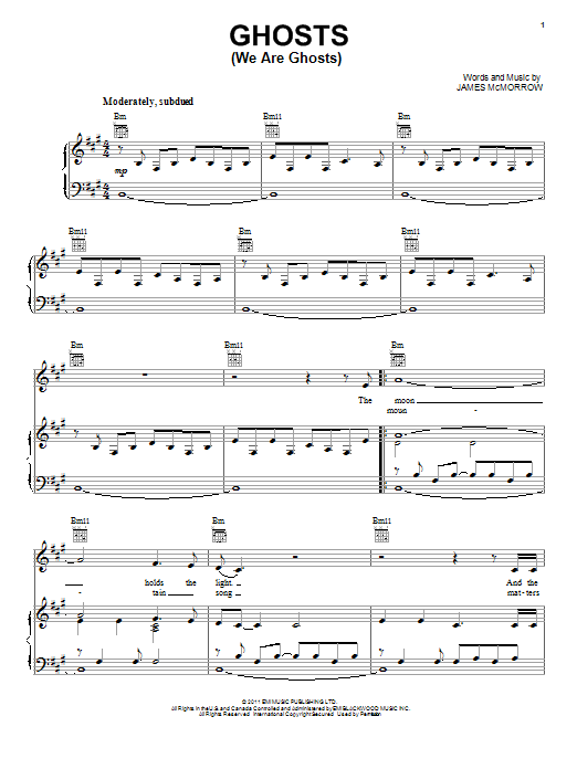 James McMorrow Ghosts (We Are Ghosts) sheet music notes and chords arranged for Piano, Vocal & Guitar Chords (Right-Hand Melody)