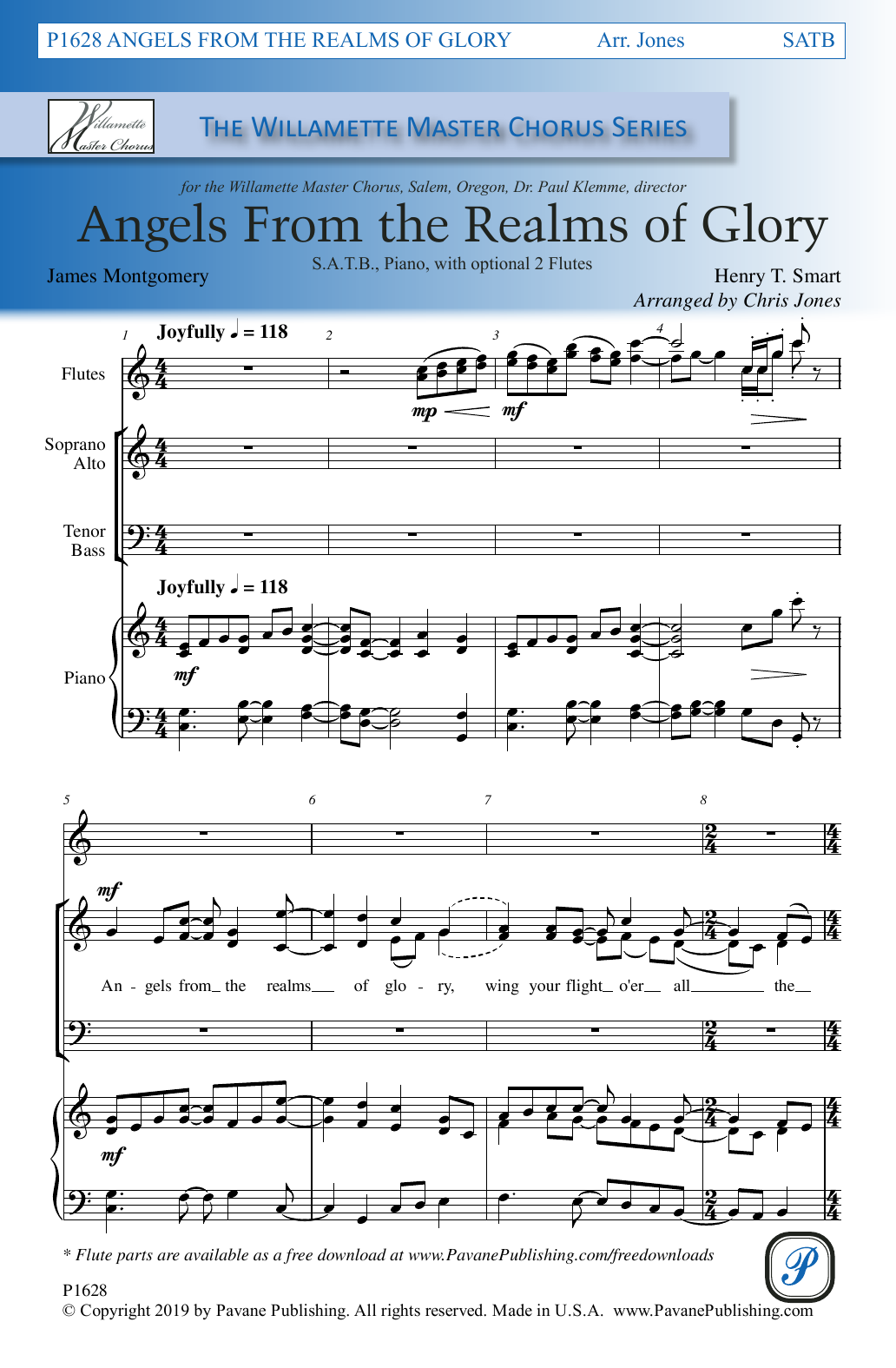 James Montgomery and Henry T. Smart Angels From the Realms of Glory (arr. Chris Jones) sheet music notes and chords arranged for SATB Choir