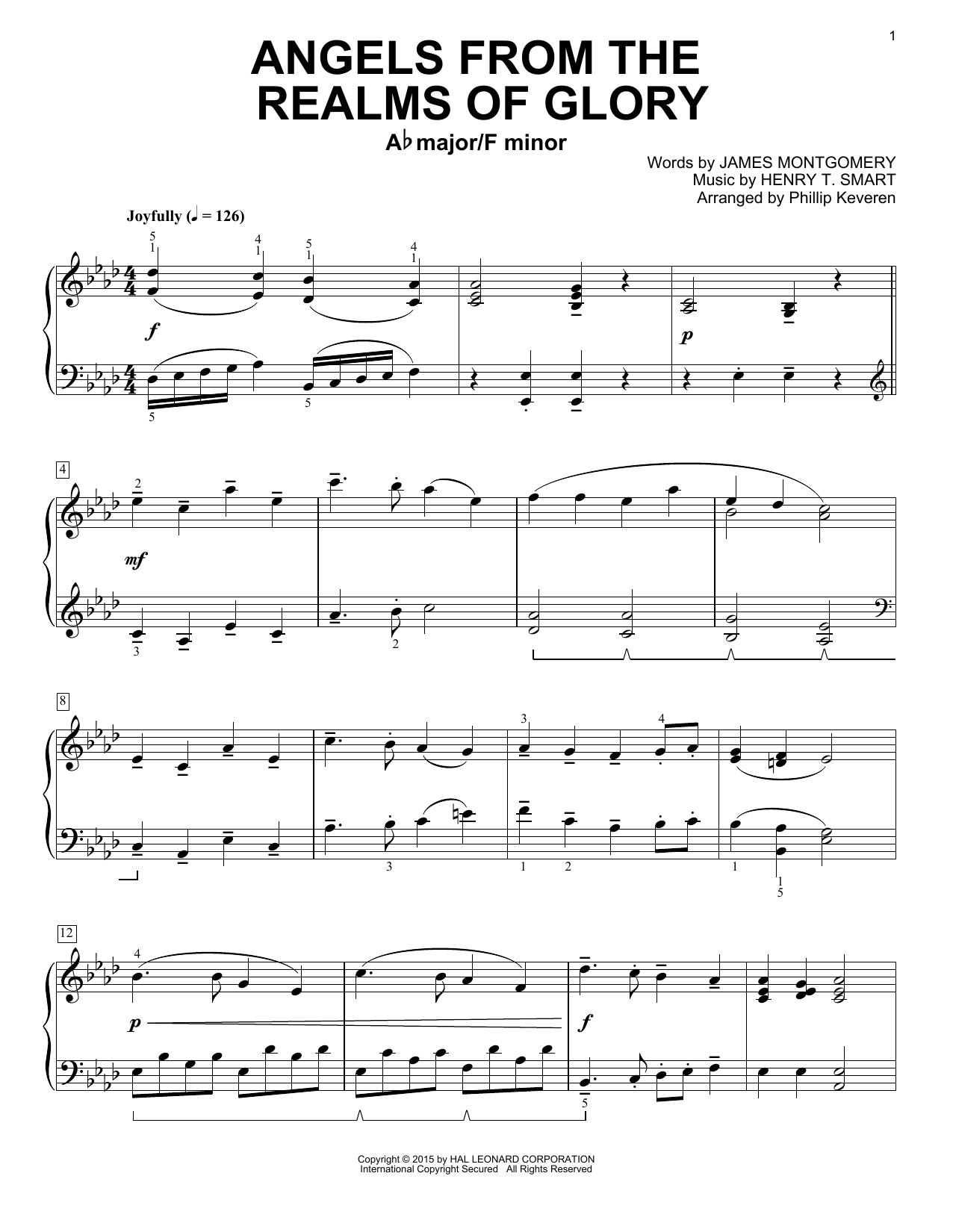 James Montgomery Angels From The Realms Of Glory (arr. Phillip Keveren) sheet music notes and chords arranged for Piano Solo