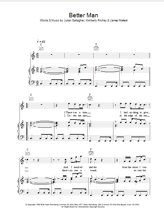 James Morrison Better Man sheet music notes and chords arranged for Guitar Chords/Lyrics