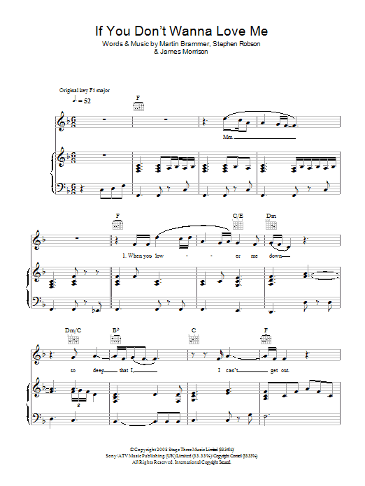 James Morrison If You Don't Wanna Love Me sheet music notes and chords arranged for Piano, Vocal & Guitar Chords