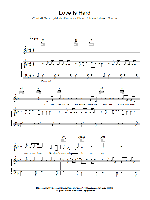 James Morrison Love Is Hard sheet music notes and chords arranged for Piano, Vocal & Guitar Chords