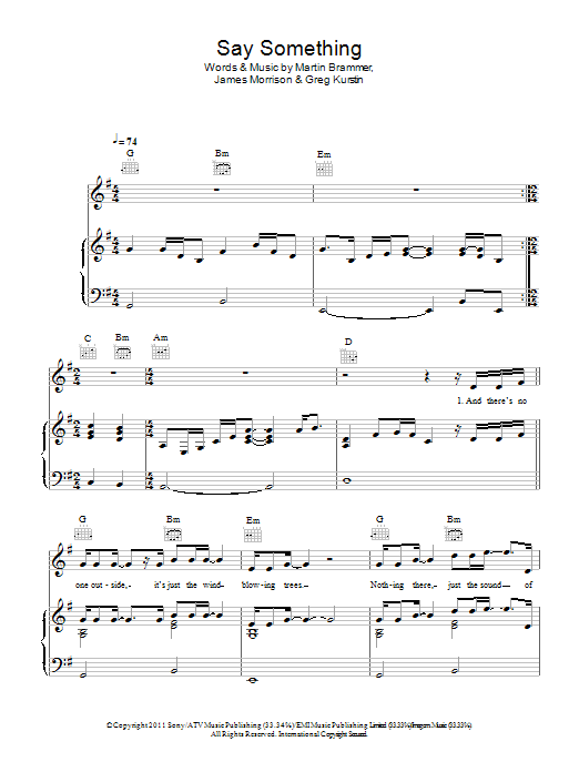 James Morrison Say Something Now sheet music notes and chords arranged for Piano, Vocal & Guitar Chords