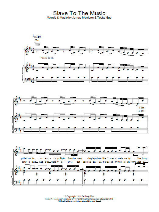 James Morrison Slave To The Music sheet music notes and chords arranged for Piano, Vocal & Guitar Chords