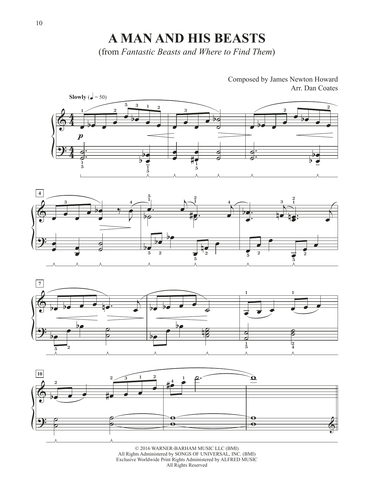 James Newton Howard A Man And His Beasts (from Fantastic Beasts And Where To Find Them) (arr. Dan Coates) sheet music notes and chords arranged for Easy Piano