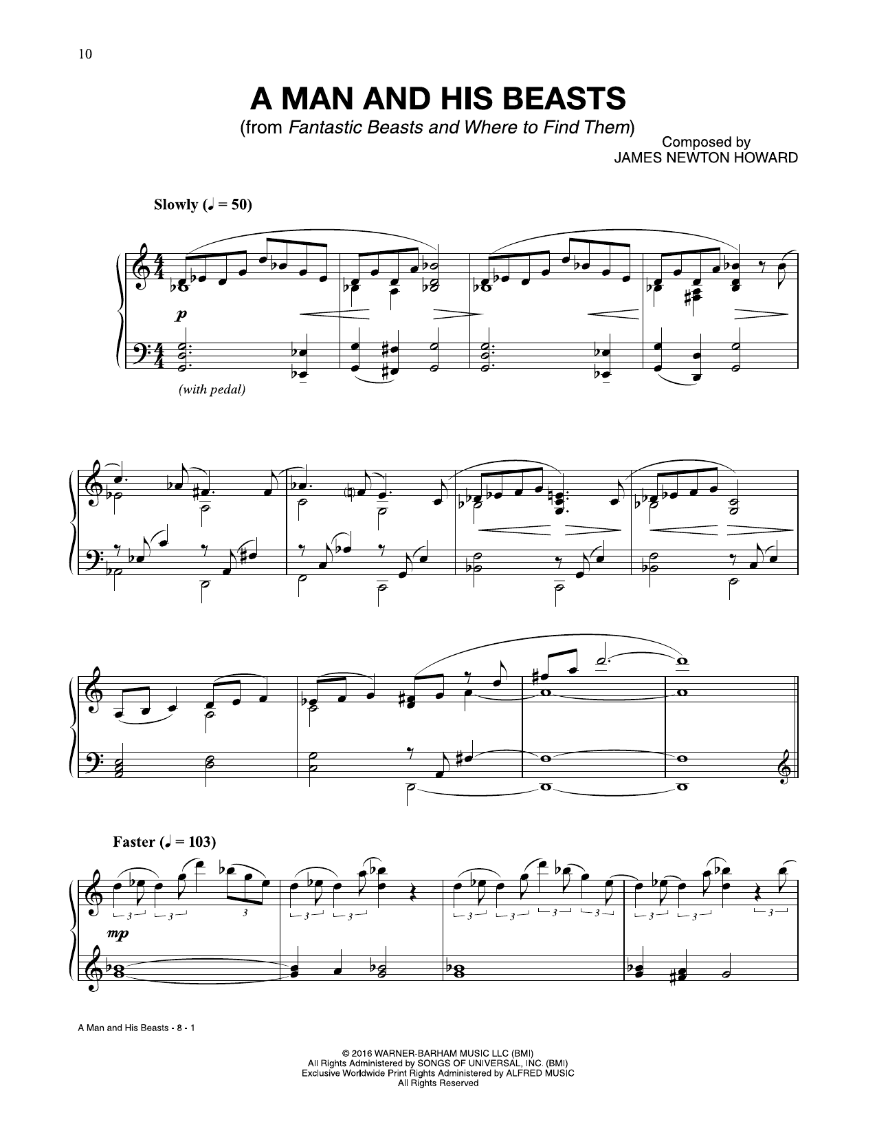 James Newton Howard A Man And His Beasts (from Fantastic Beasts And Where To Find Them) sheet music notes and chords arranged for Piano Solo
