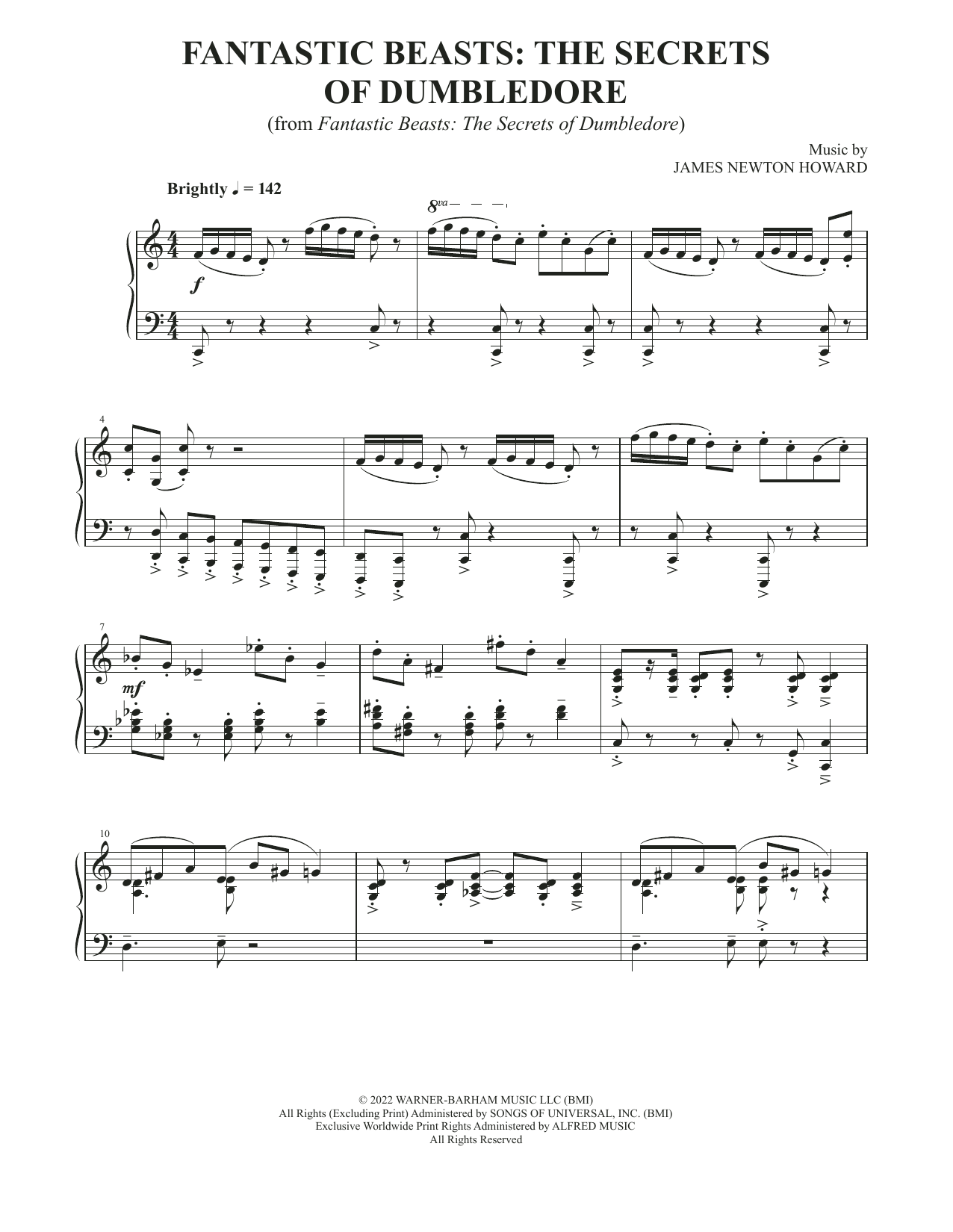 James Newton Howard Fantastic Beasts: The Secrets Of Dumbledore sheet music notes and chords arranged for Piano Solo