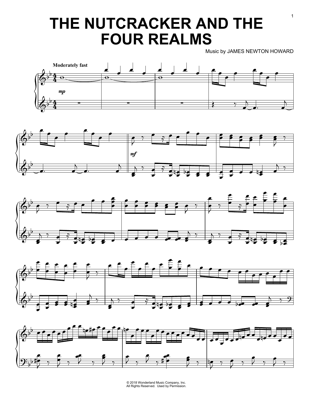 James Newton Howard The Nutcracker And The Four Realms sheet music notes and chords arranged for Piano Solo