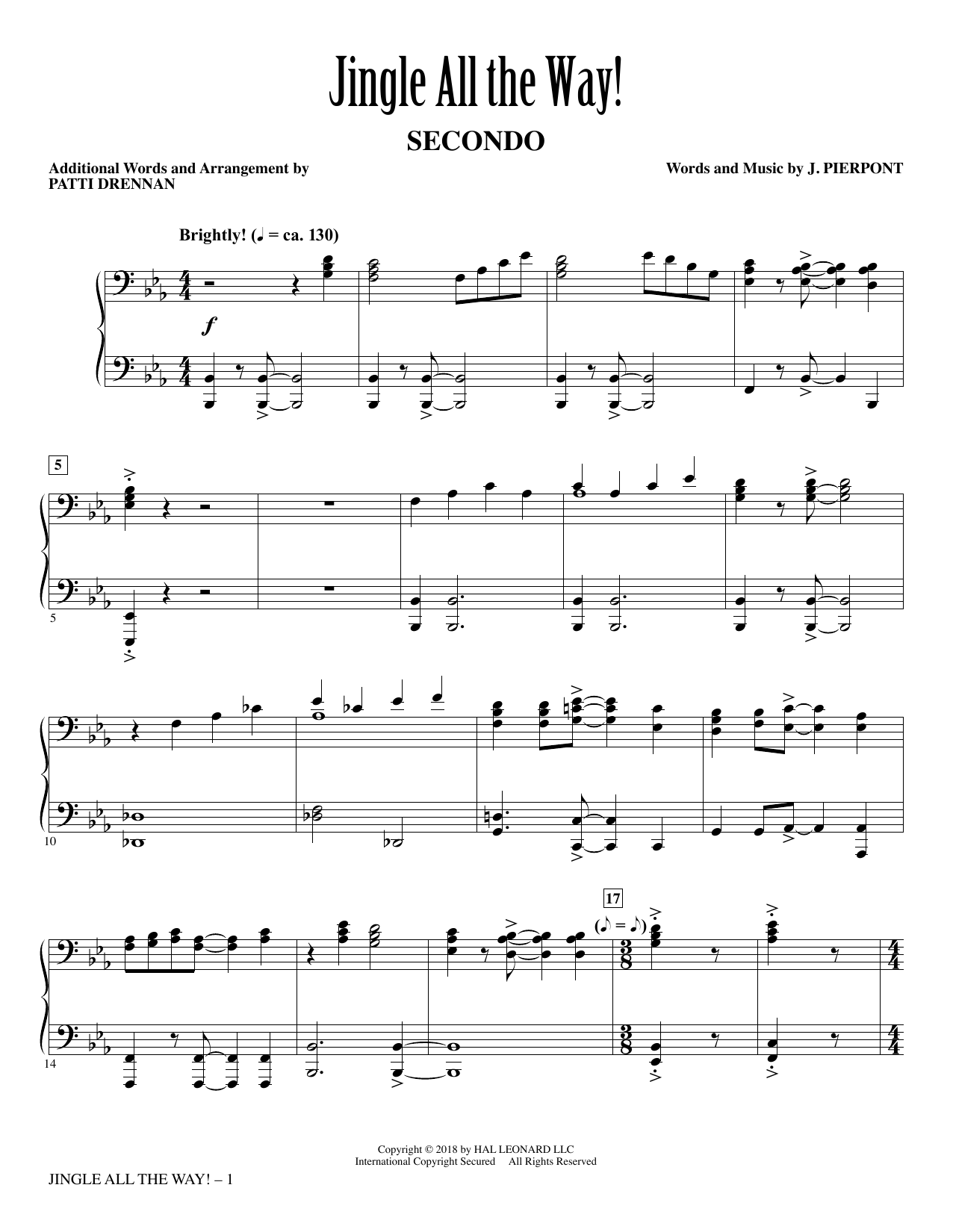 Patti Drennan Jingle All The Way! sheet music notes and chords arranged for Piano Duet