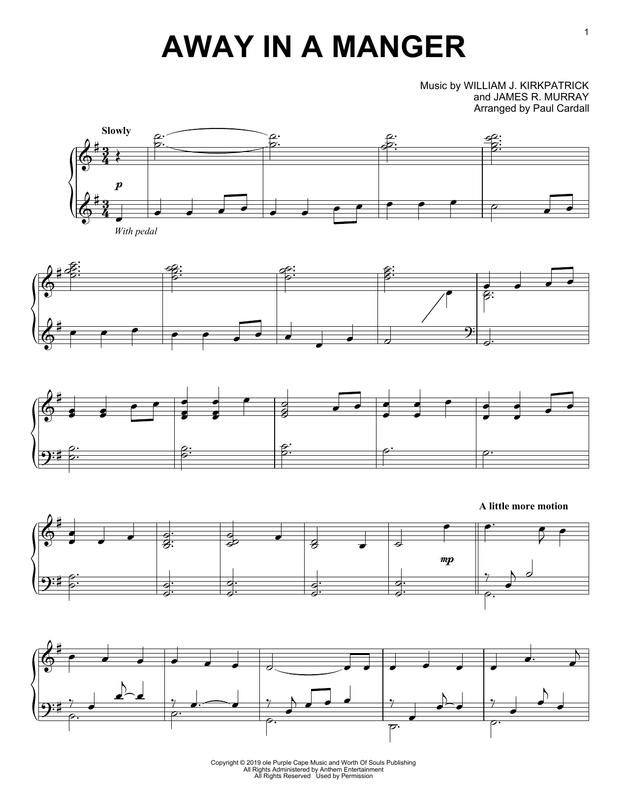 James R. Murray Away In A Manger (arr. Paul Cardall) sheet music notes and chords arranged for Piano Solo