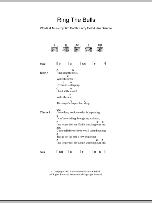 James Ring The Bells sheet music notes and chords arranged for Guitar Chords/Lyrics