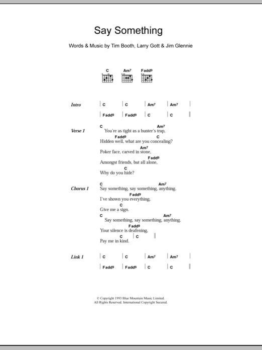 James Say Something sheet music notes and chords arranged for Guitar Chords/Lyrics
