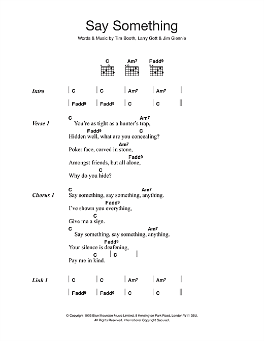 James Say Something sheet music notes and chords arranged for Guitar Chords/Lyrics