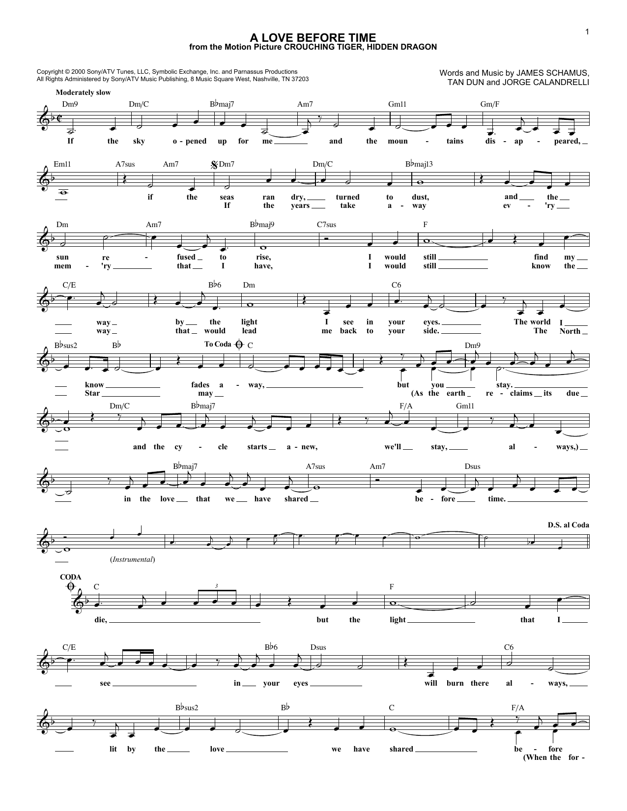 Coco Lee A Love Before Time sheet music notes and chords arranged for Lead Sheet / Fake Book