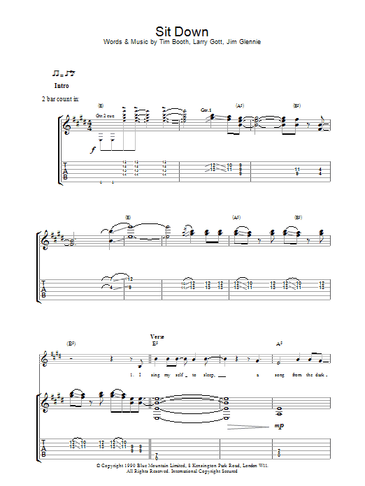 James Sit Down sheet music notes and chords arranged for Lead Sheet / Fake Book