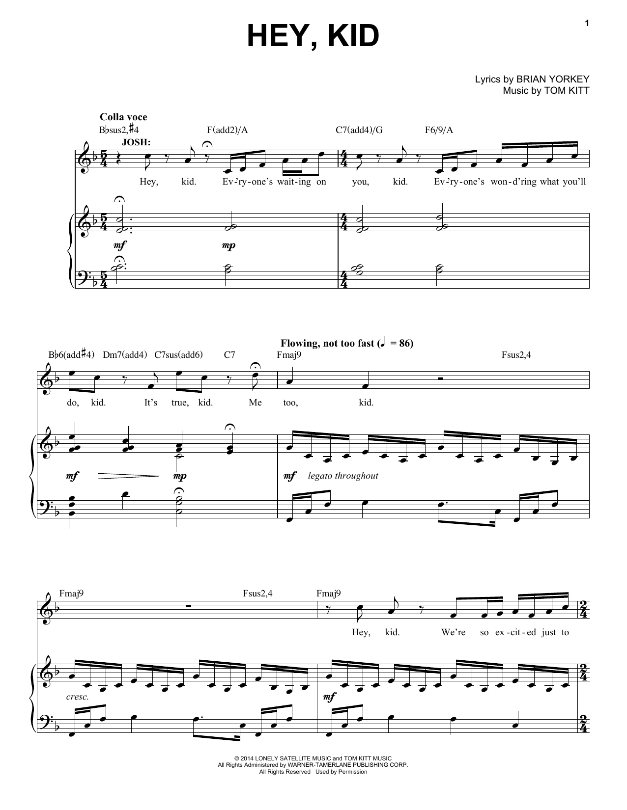 James Snyder Hey, Kid (from If/Then: A New Musical) sheet music notes and chords arranged for Piano & Vocal