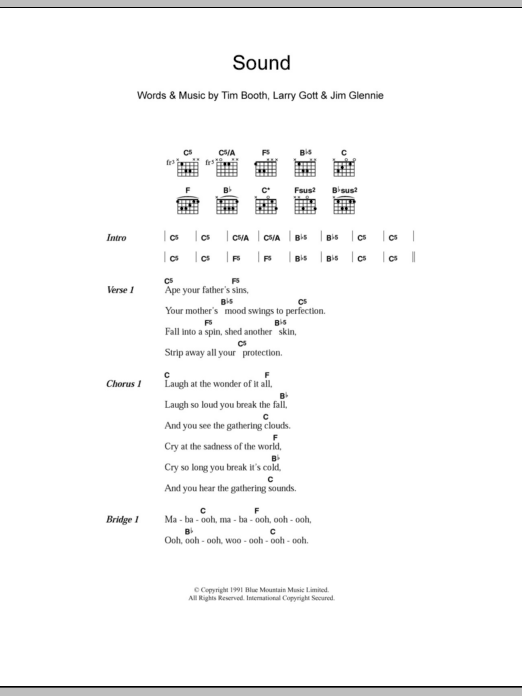 James Sound sheet music notes and chords arranged for Guitar Chords/Lyrics