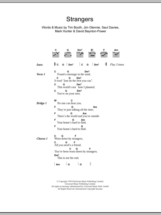 James Strangers sheet music notes and chords arranged for Guitar Chords/Lyrics