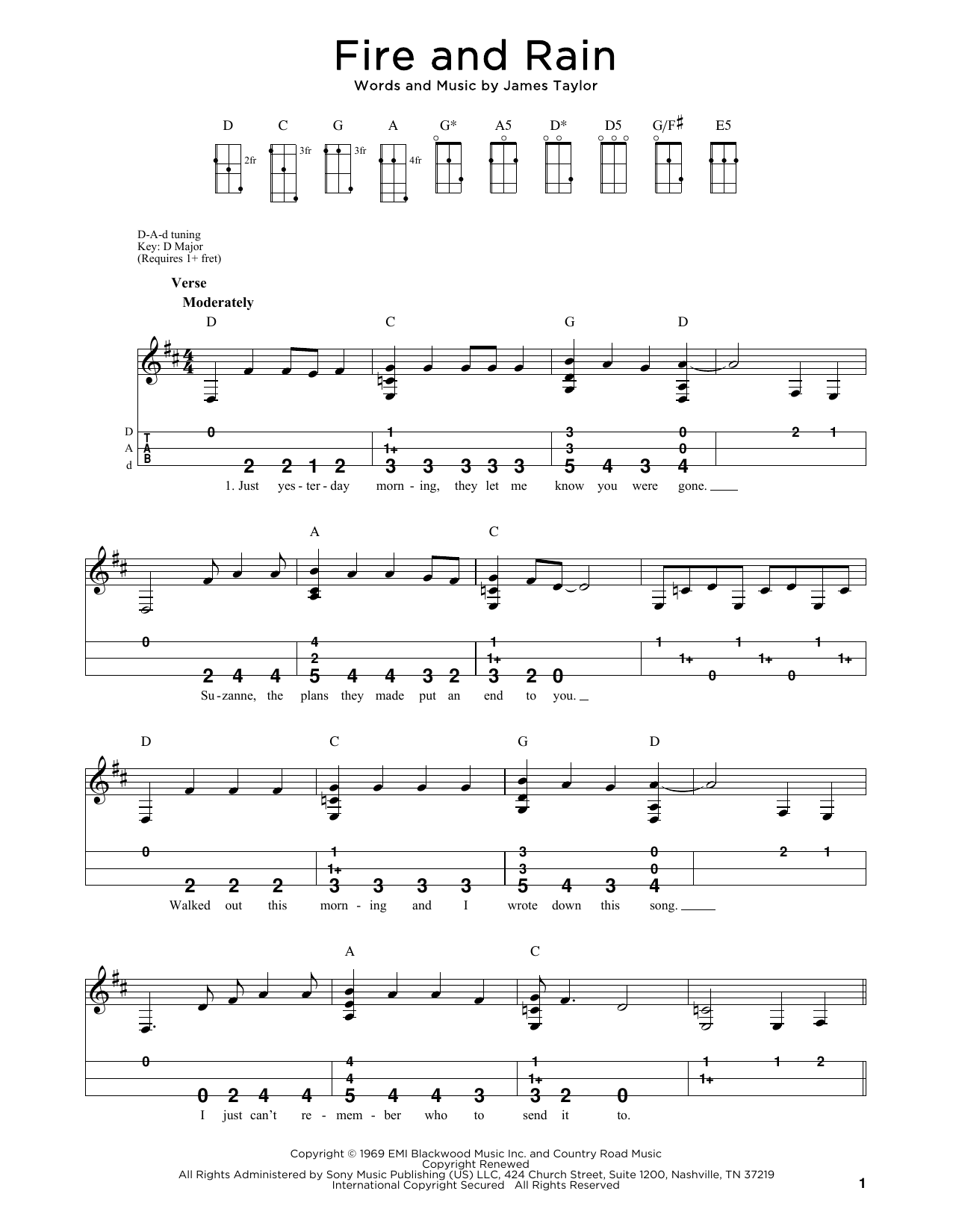James Taylor Fire And Rain (arr. Steven B. Eulberg) sheet music notes and chords arranged for Dulcimer